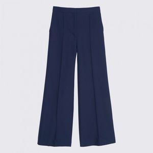 Sandro wide-leg high-waisted pants, navy blue